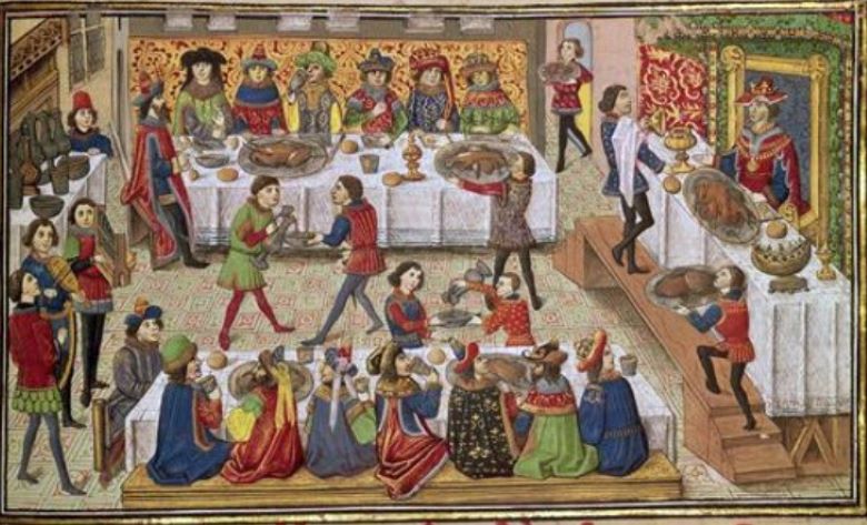 中世の食事の様子